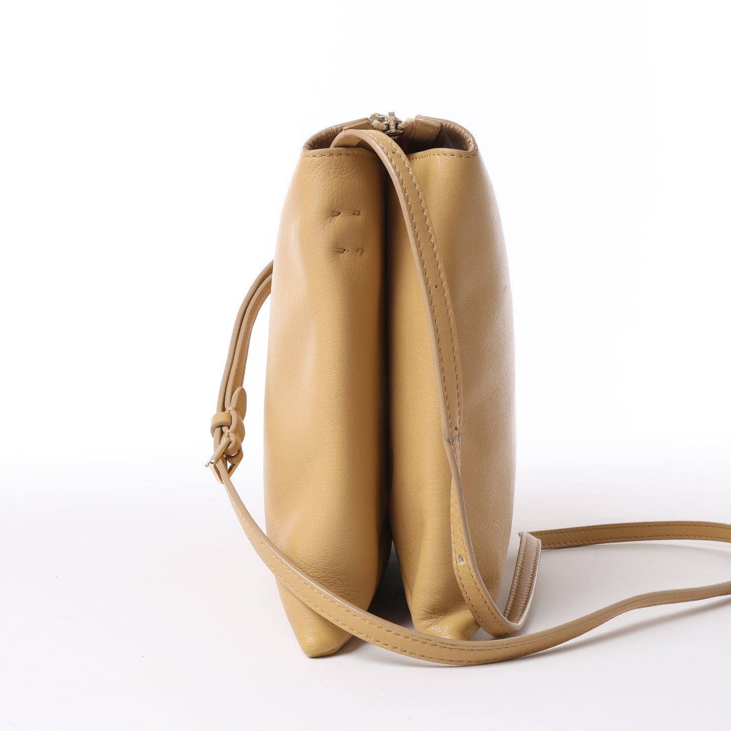 The Row Mini Twin Leather Shoulder Bag in Beige