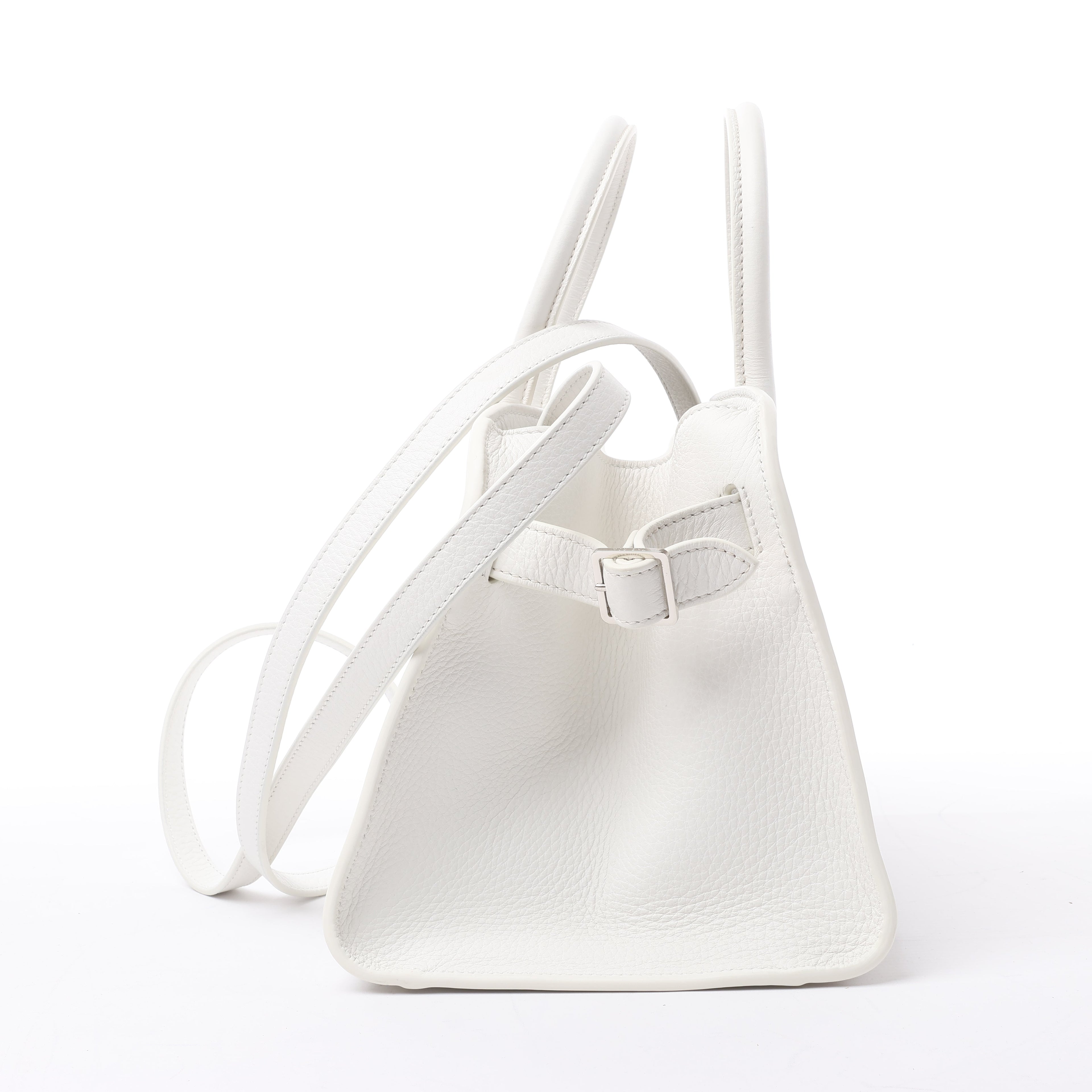 The Row Soft Margaux 10 Leather 2Way Handbag in White