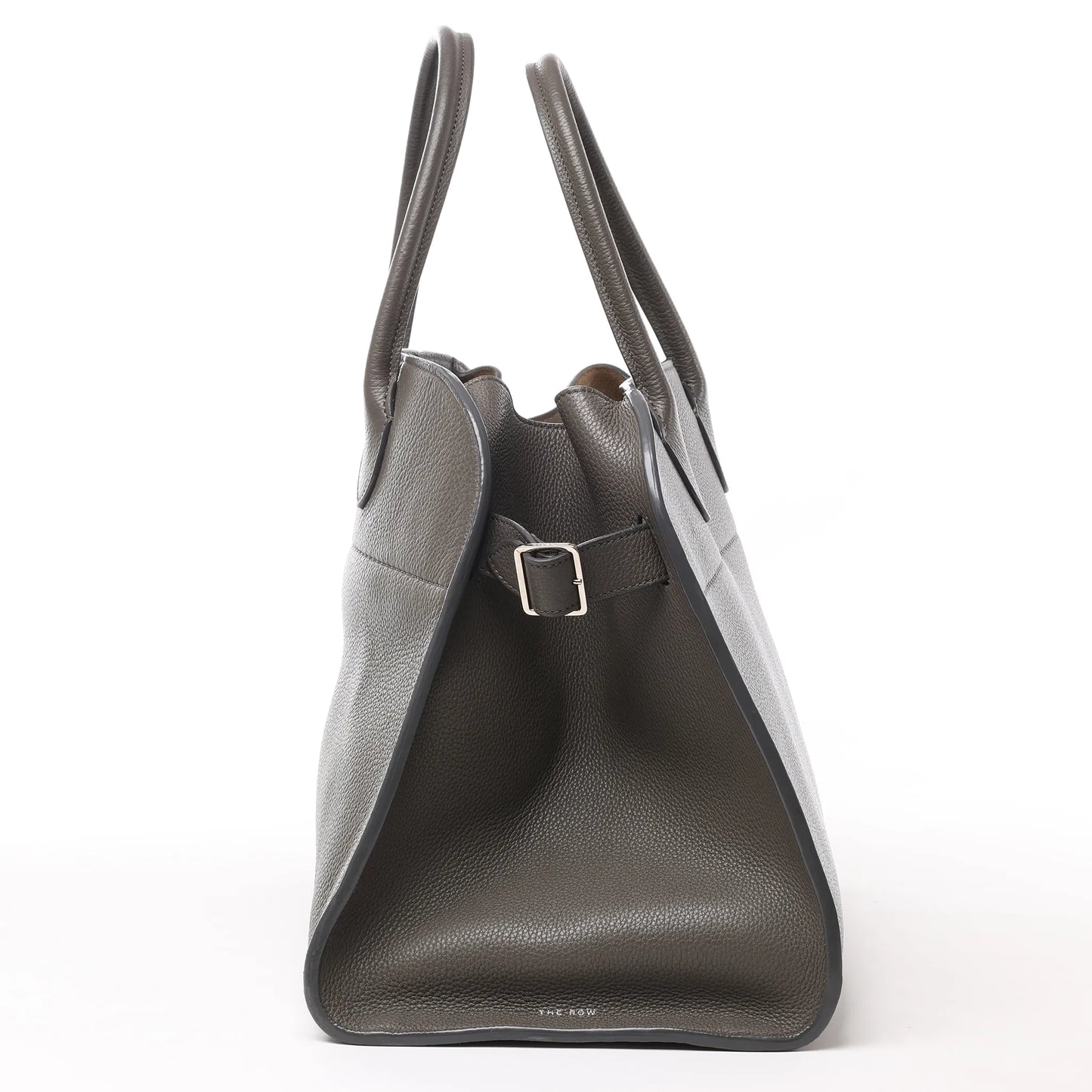 The Row Soft Margaux 15 Leather Handbag in Gray