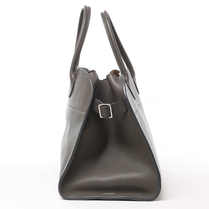 The Row Soft Margaux 15 Leather Handbag in Gray