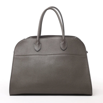 The Row Soft Margaux 15 Leather Handbag in Gray
