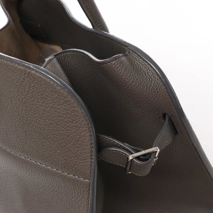 The Row Soft Margaux 15 Leather Handbag in Gray