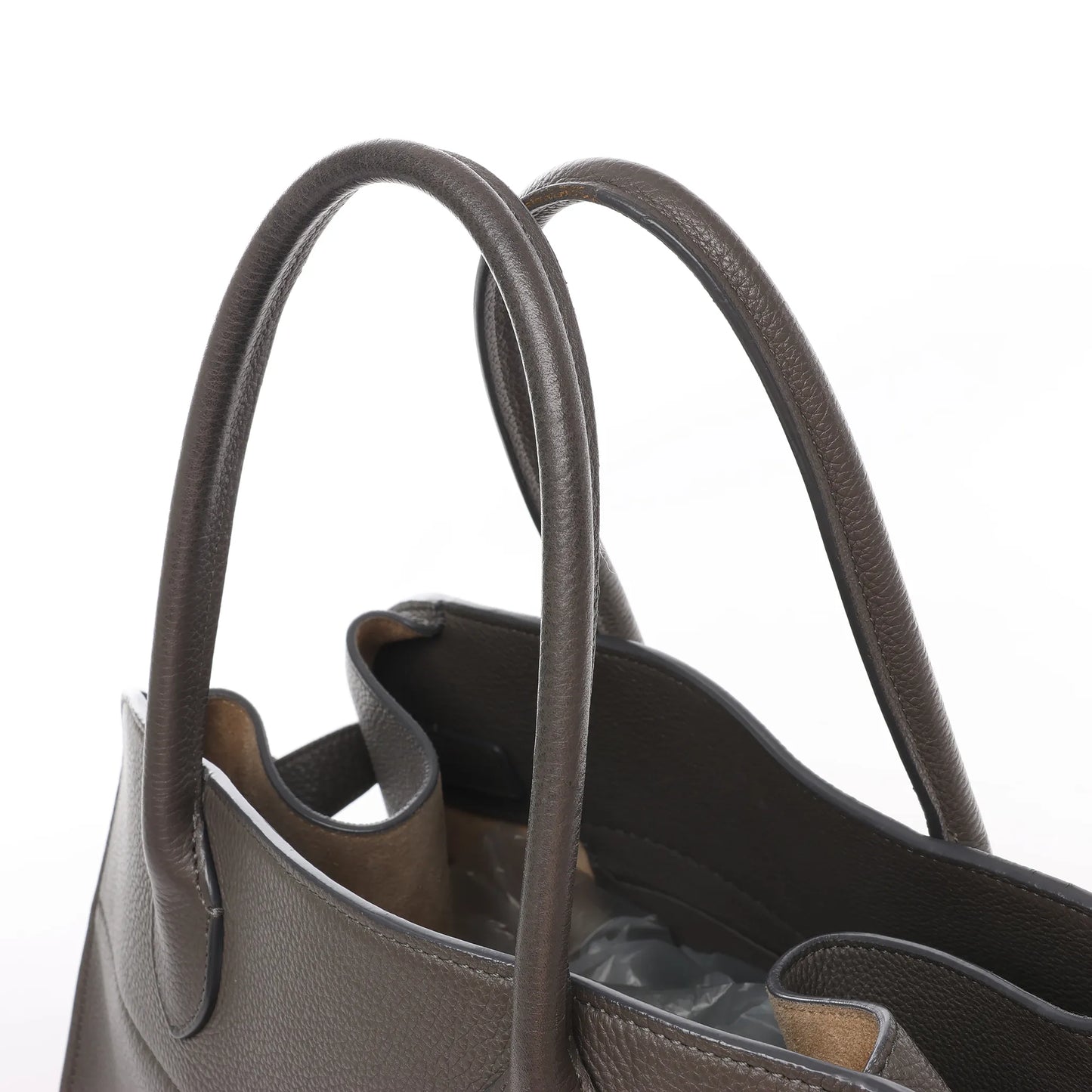 The Row Soft Margaux 15 Leather Handbag in Gray