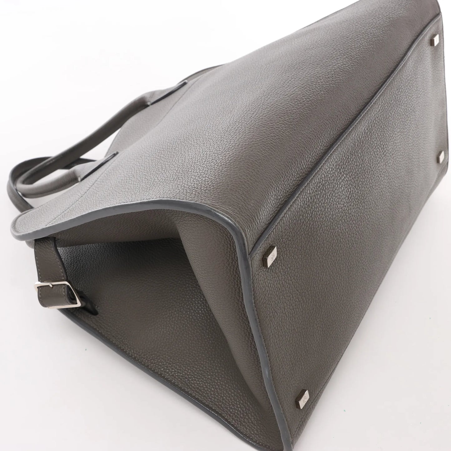 The Row Soft Margaux 15 Leather Handbag in Gray