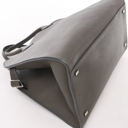 The Row Soft Margaux 15 Leather Handbag in Gray