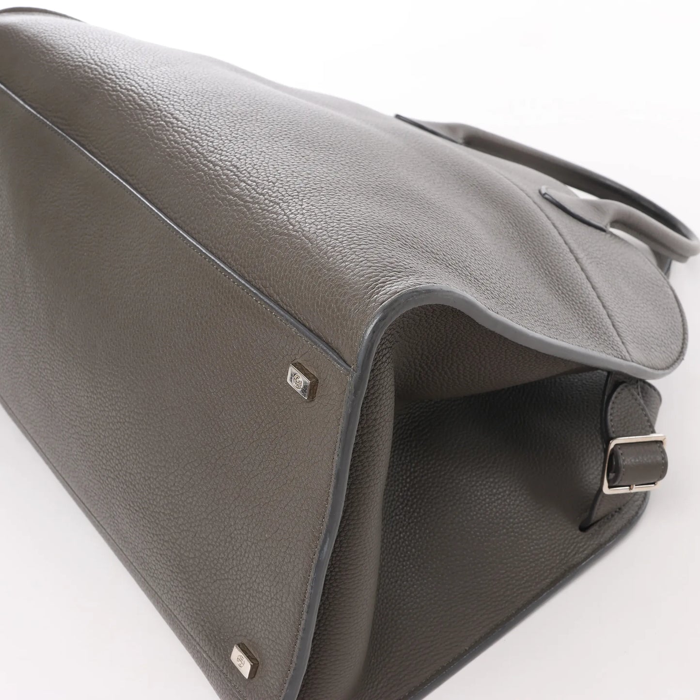 The Row Soft Margaux 15 Leather Handbag in Gray