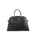 Black The Row Soft Margaux 15 leather handbag with rounded top, double top handles, and small side buckle details with gold-tone hardware.