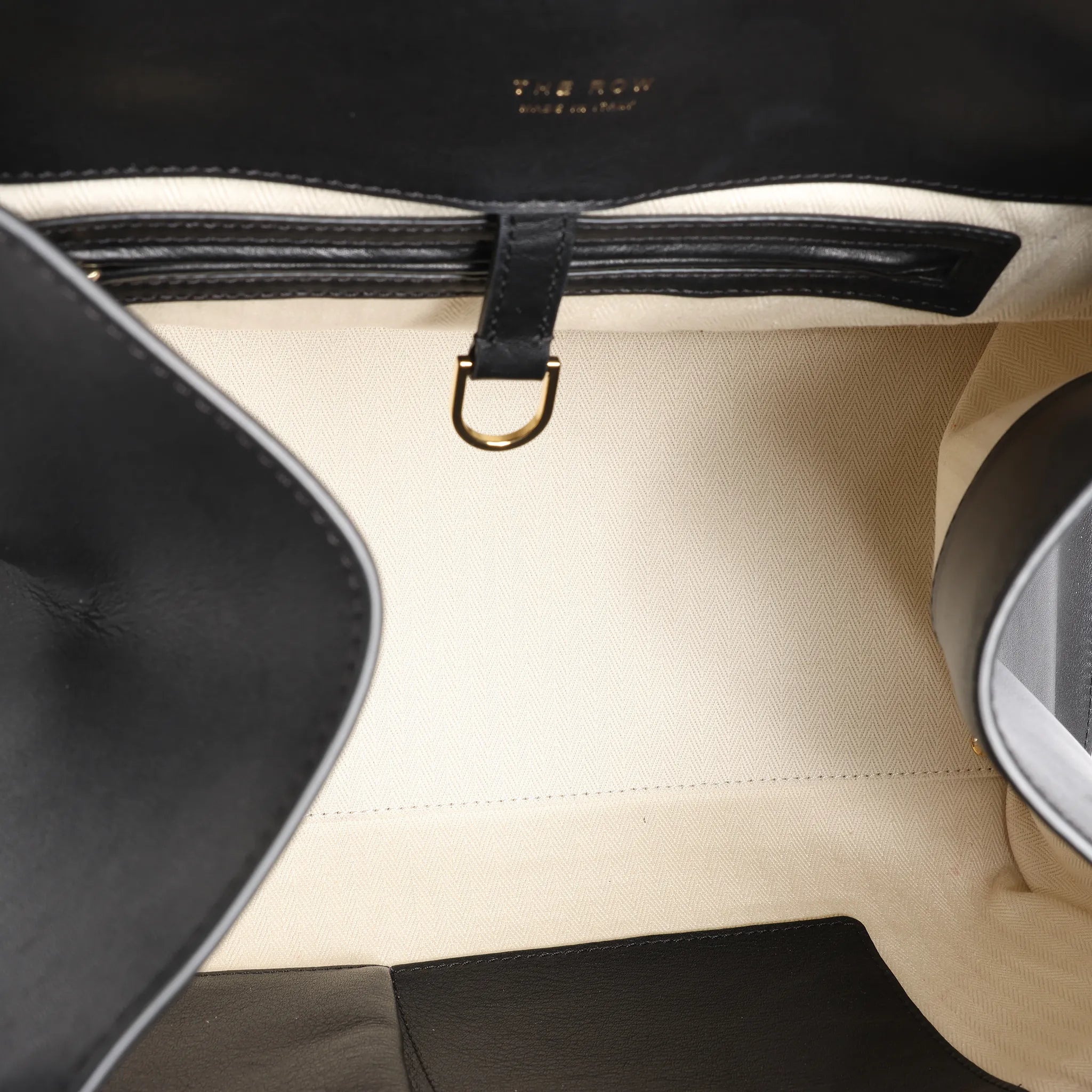 The Row Soft Margaux 15 Leather Handbag in Black