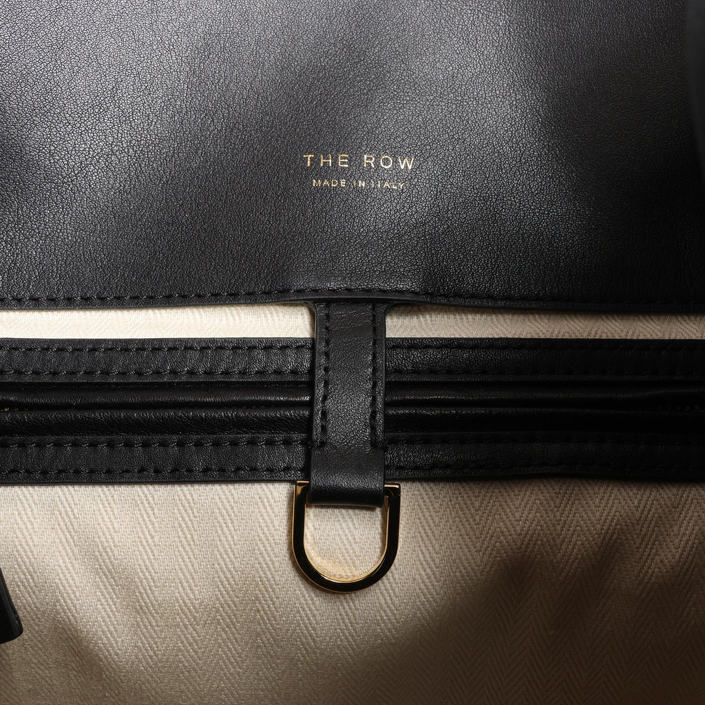 The Row Soft Margaux 15 Leather Handbag in Black