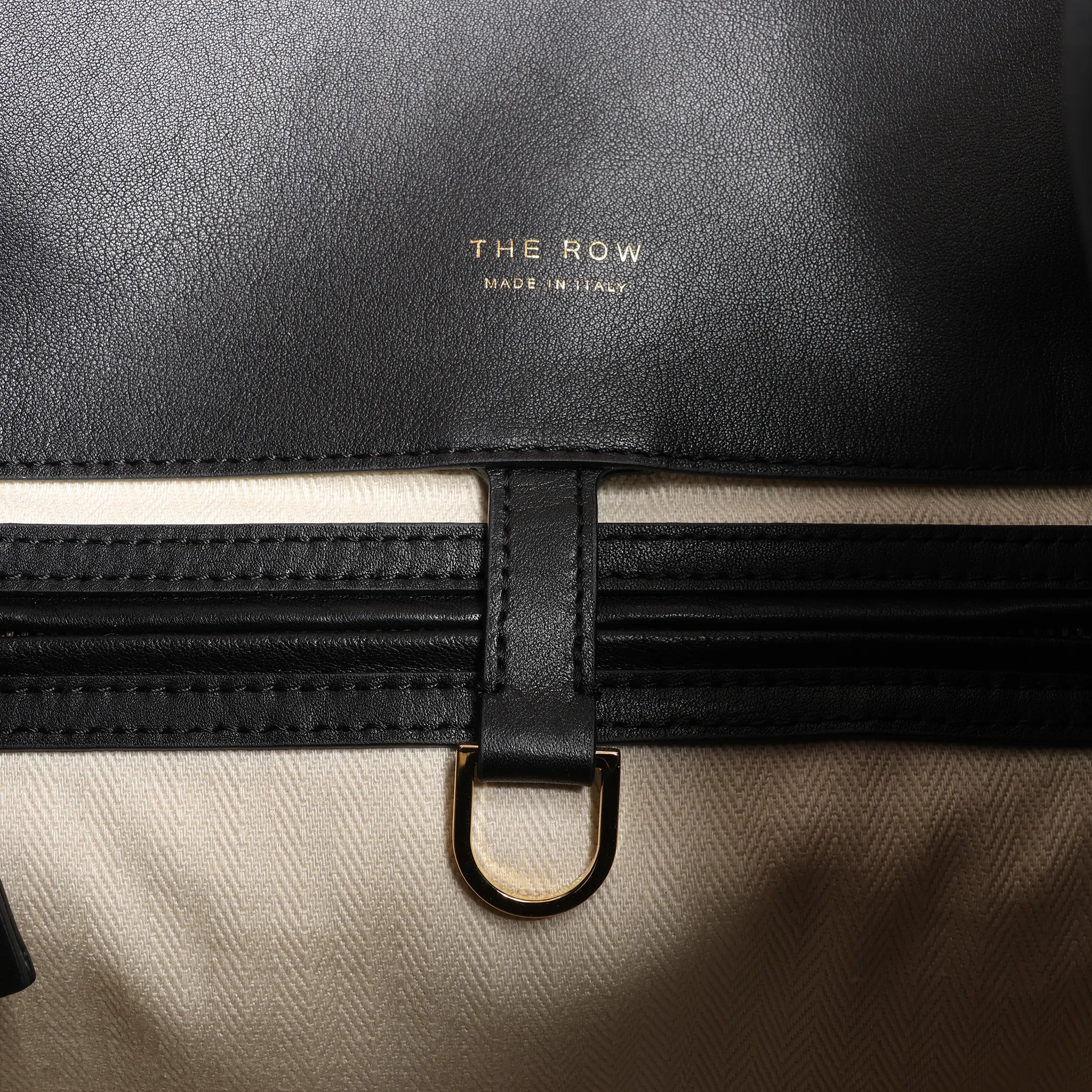 The Row Soft Margaux 15 Leather Handbag in Black