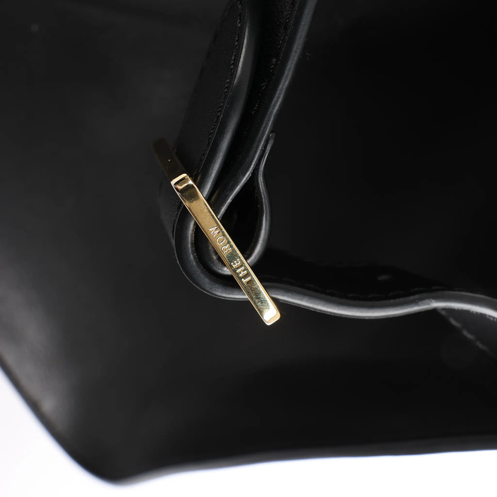 The Row Soft Margaux 15 Leather Handbag in Black