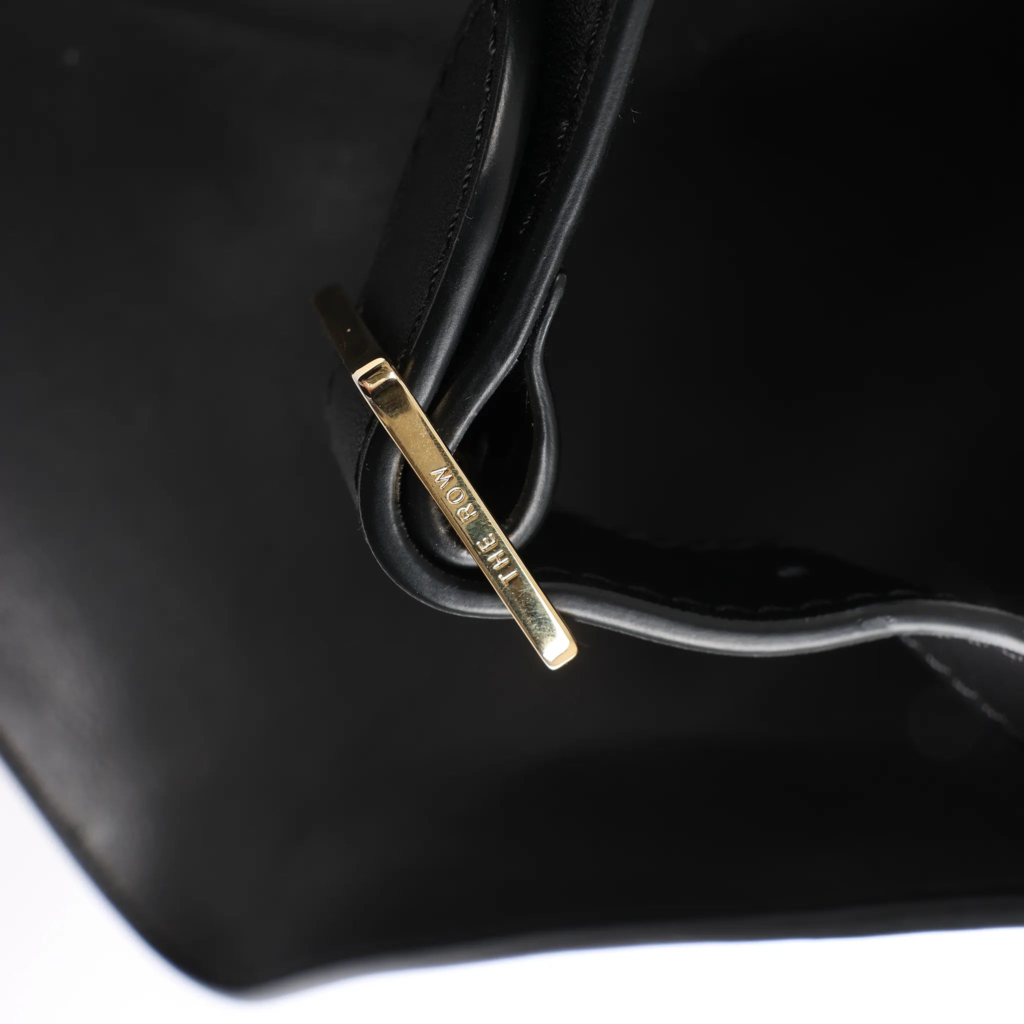 The Row Soft Margaux 15 Leather Handbag in Black