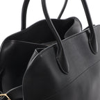 The Row Soft Margaux 15 Leather Handbag in Black