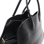 The Row Soft Margaux 15 Leather Handbag in Black