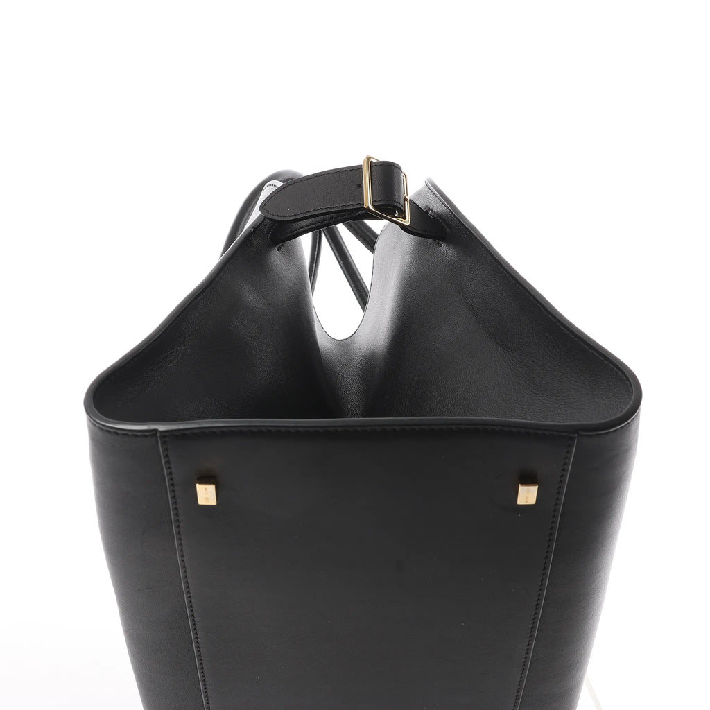 The Row Soft Margaux 15 Leather Handbag in Black