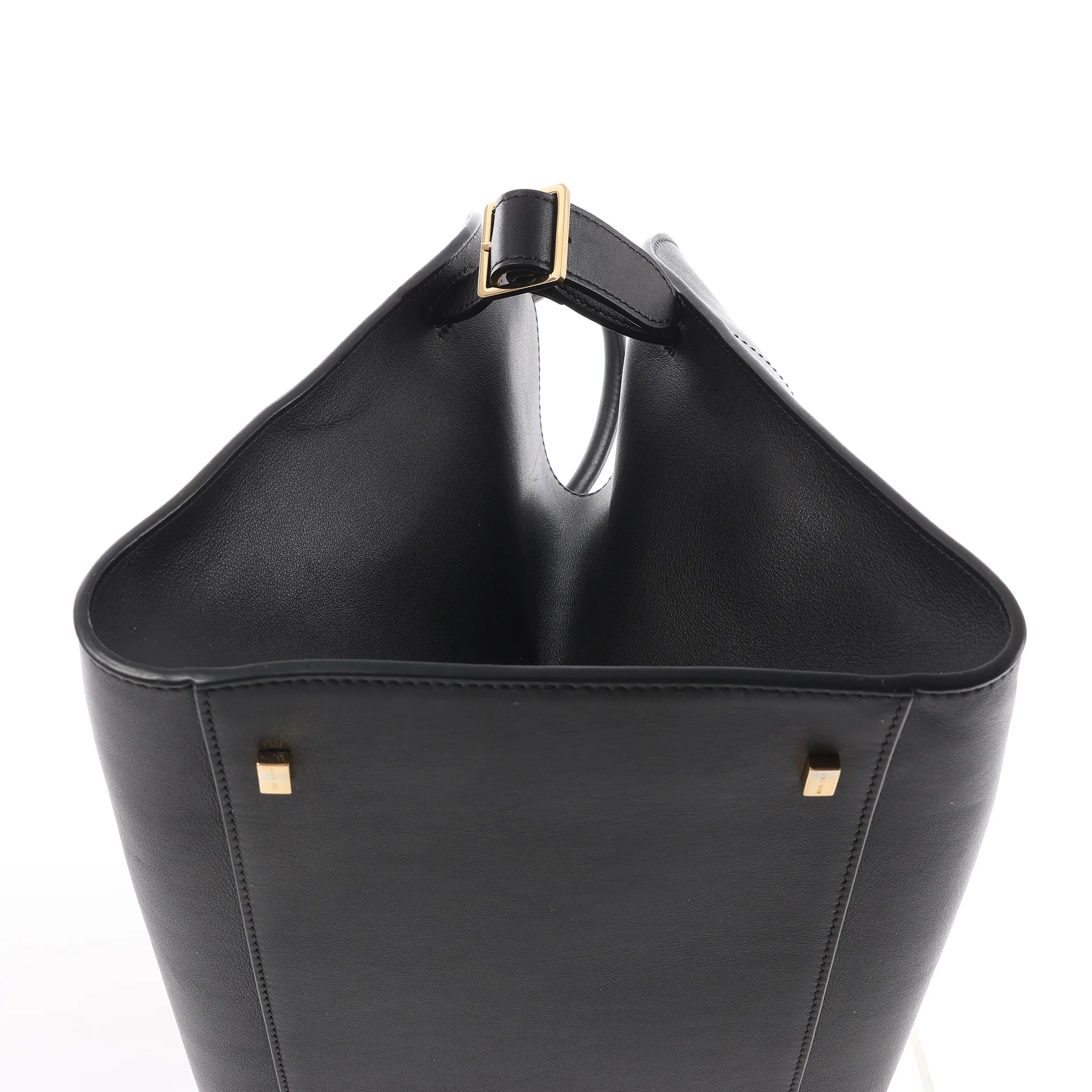 The Row Soft Margaux 15 Leather Handbag in Black