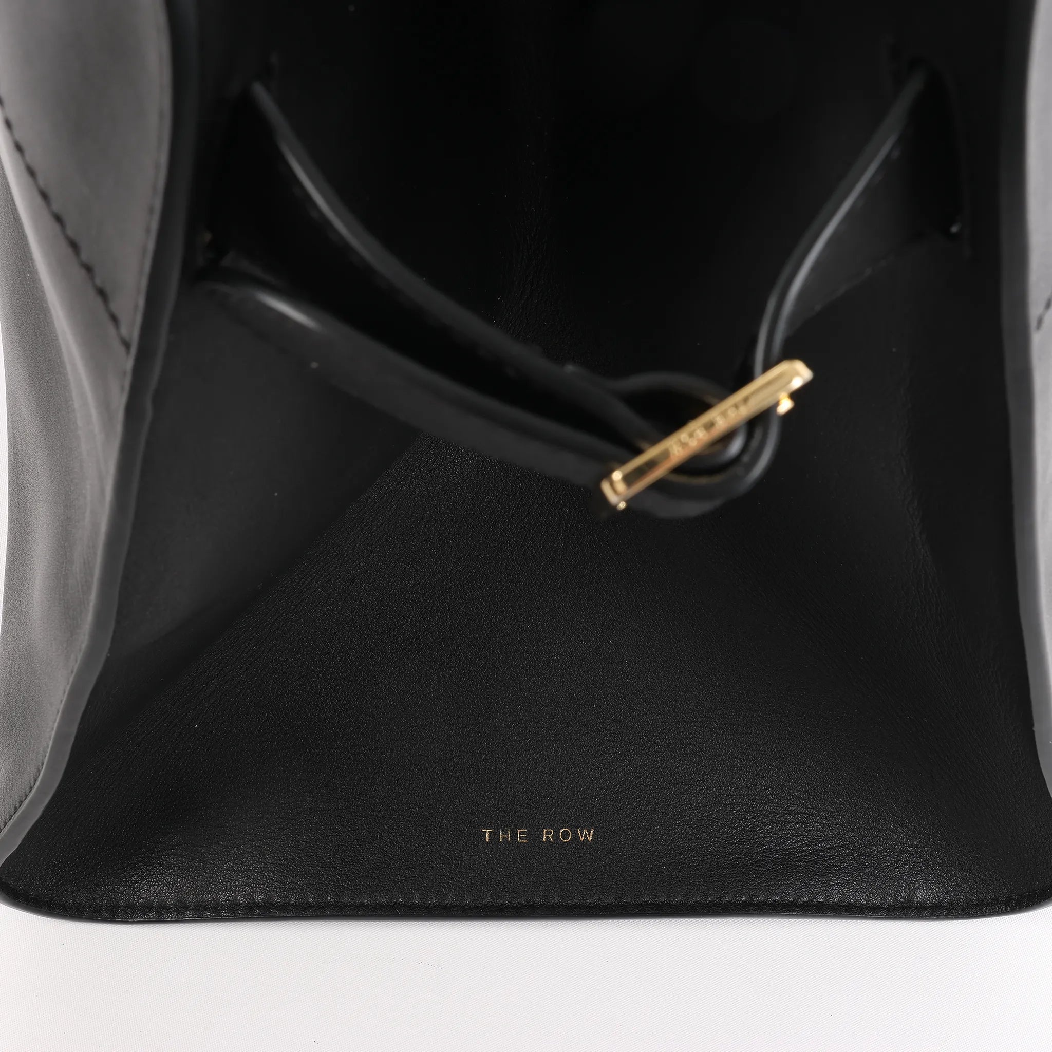 The Row Soft Margaux 15 Leather Handbag in Black