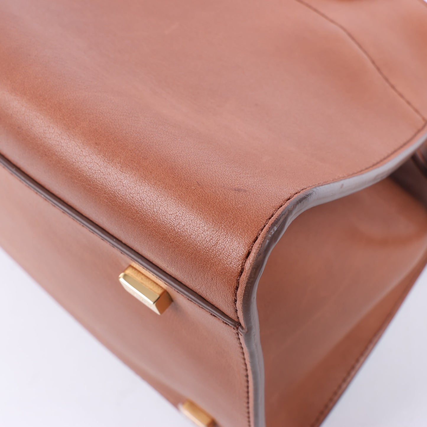 The Row Soft Margaux 10 Leather 2Way Handbag in Brown