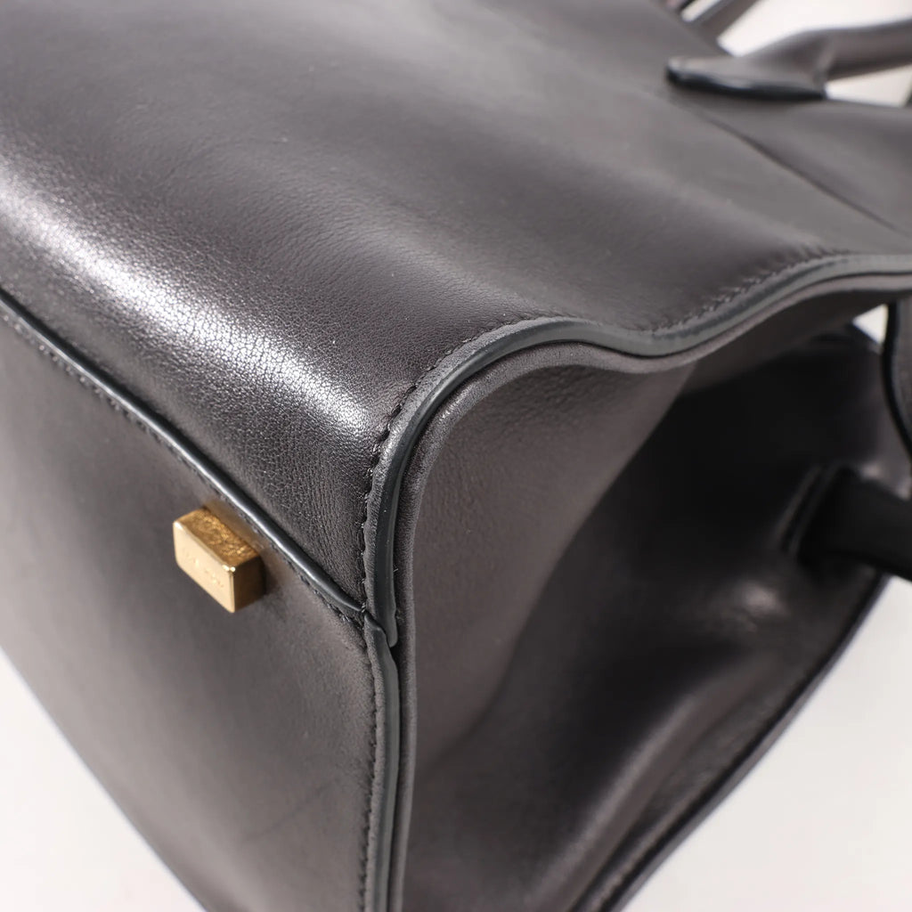 The Row Soft Margaux 10 Leather 2Way Handbag in Black