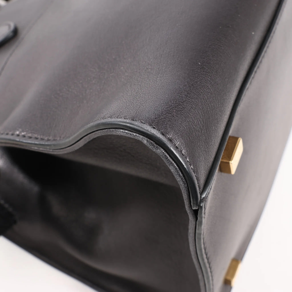 The Row Soft Margaux 10 Leather 2Way Handbag in Black