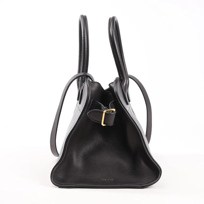 The Row Soft Margaux 10 Leather 2Way Handbag in Black