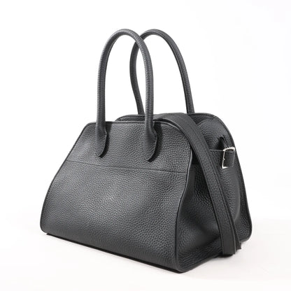 The Row Soft Margaux 10 Leather 2Way Handbag in Black