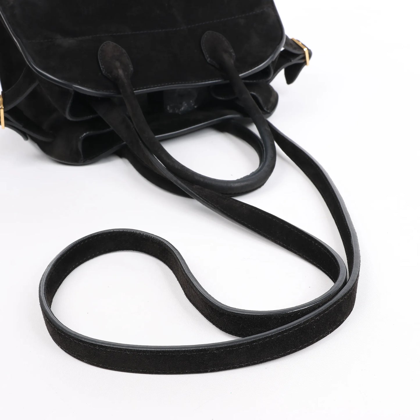 The Row Soft Margaux 10 Suede 2Way Handbag in Black