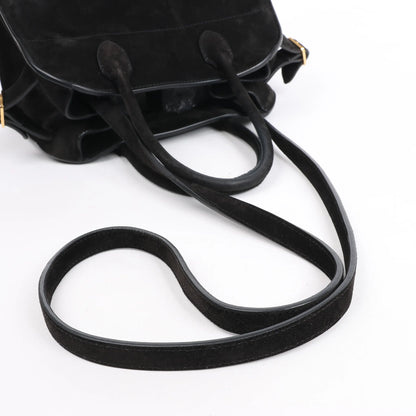 The Row Soft Margaux 10 Suede 2Way Handbag in Black