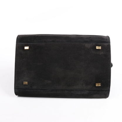 The Row Soft Margaux 10 Suede 2Way Handbag in Black