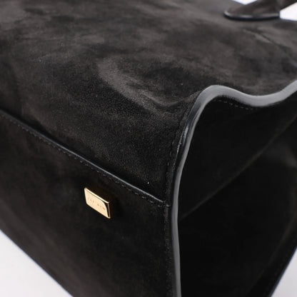 The Row Soft Margaux 10 Suede 2Way Handbag in Black