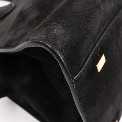 The Row Soft Margaux 10 Suede 2Way Handbag in Black