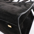The Row Soft Margaux 10 Suede 2Way Handbag in Black