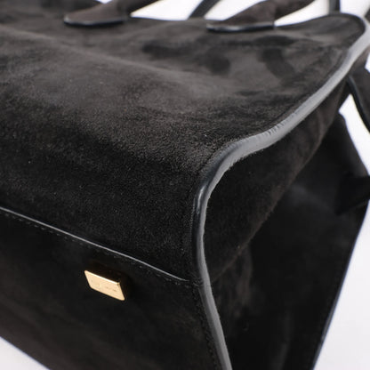 The Row Soft Margaux 10 Suede 2Way Handbag in Black