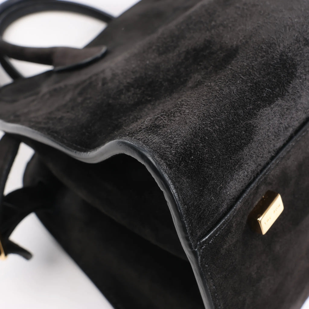 The Row Soft Margaux 10 Suede 2Way Handbag in Black
