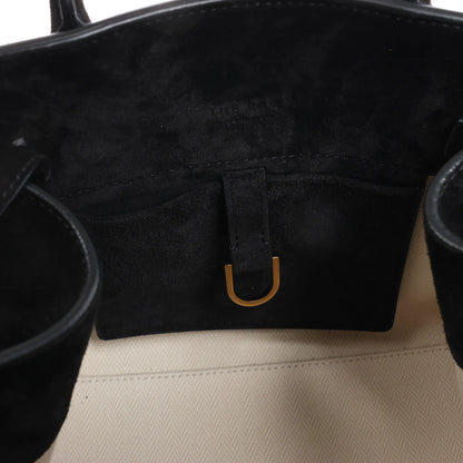 The Row Soft Margaux 10 Suede 2Way Handbag in Black