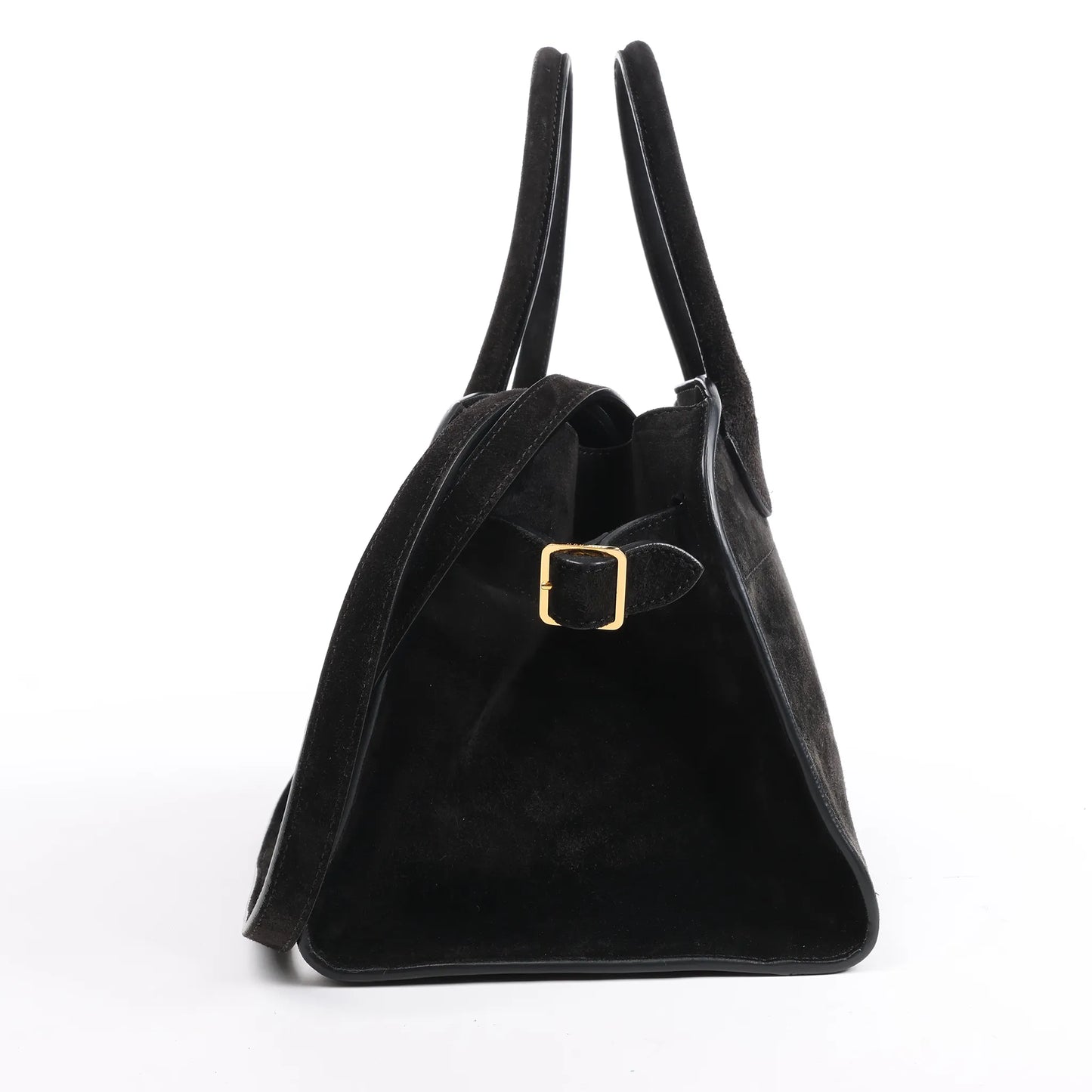 The Row Soft Margaux 10 Suede 2Way Handbag in Black