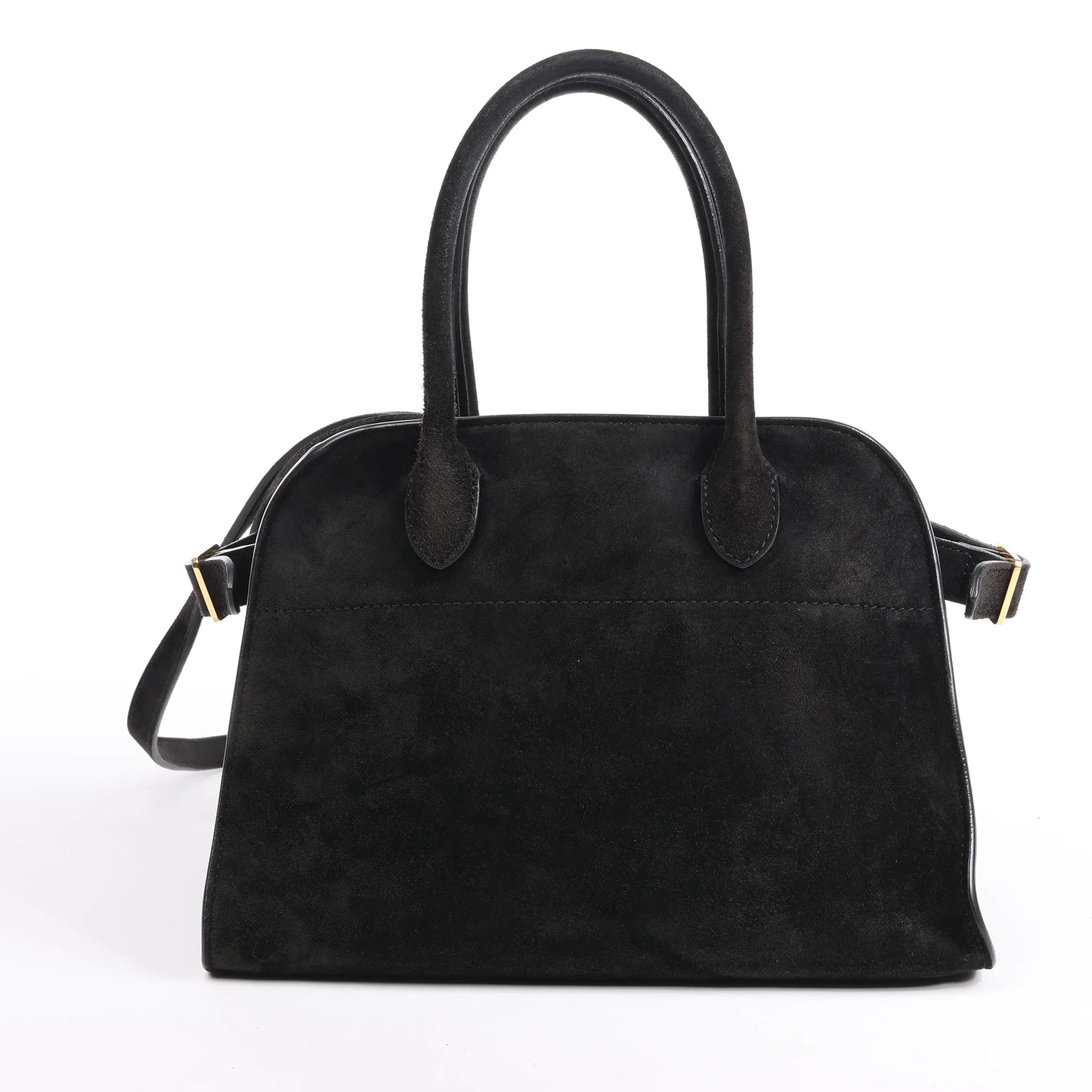 The Row Soft Margaux 10 Suede 2Way Handbag in Black