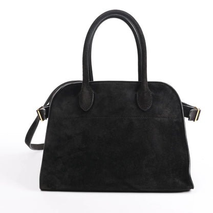The Row Soft Margaux 10 Suede 2Way Handbag in Black