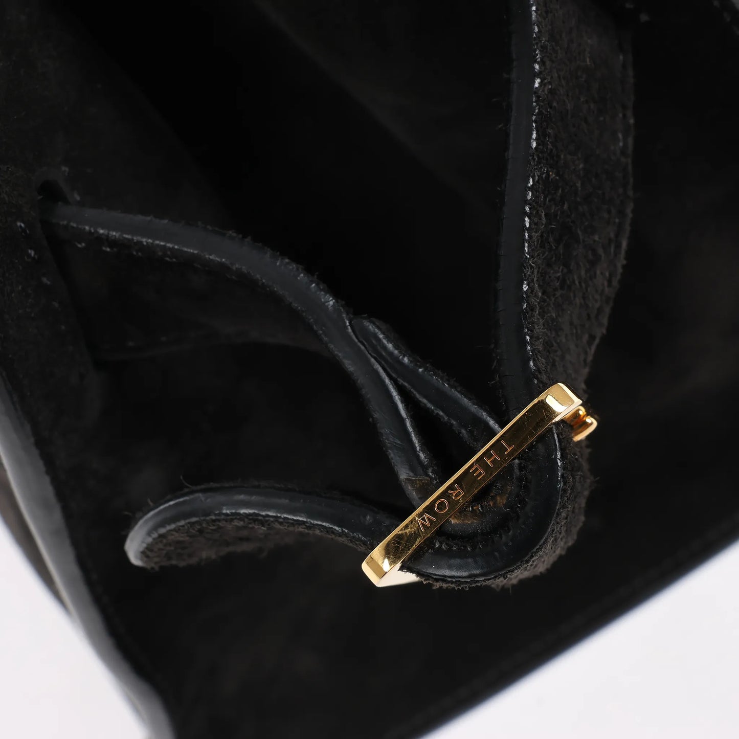 The Row Soft Margaux 10 Suede 2Way Handbag in Black