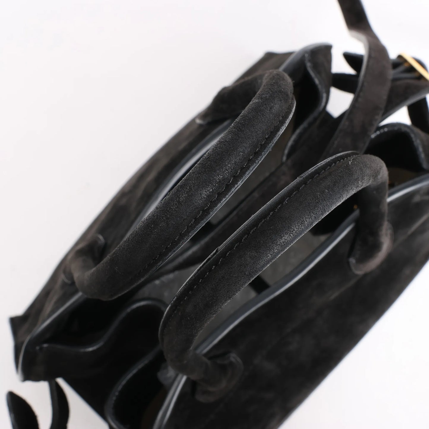 The Row Soft Margaux 10 Suede 2Way Handbag in Black