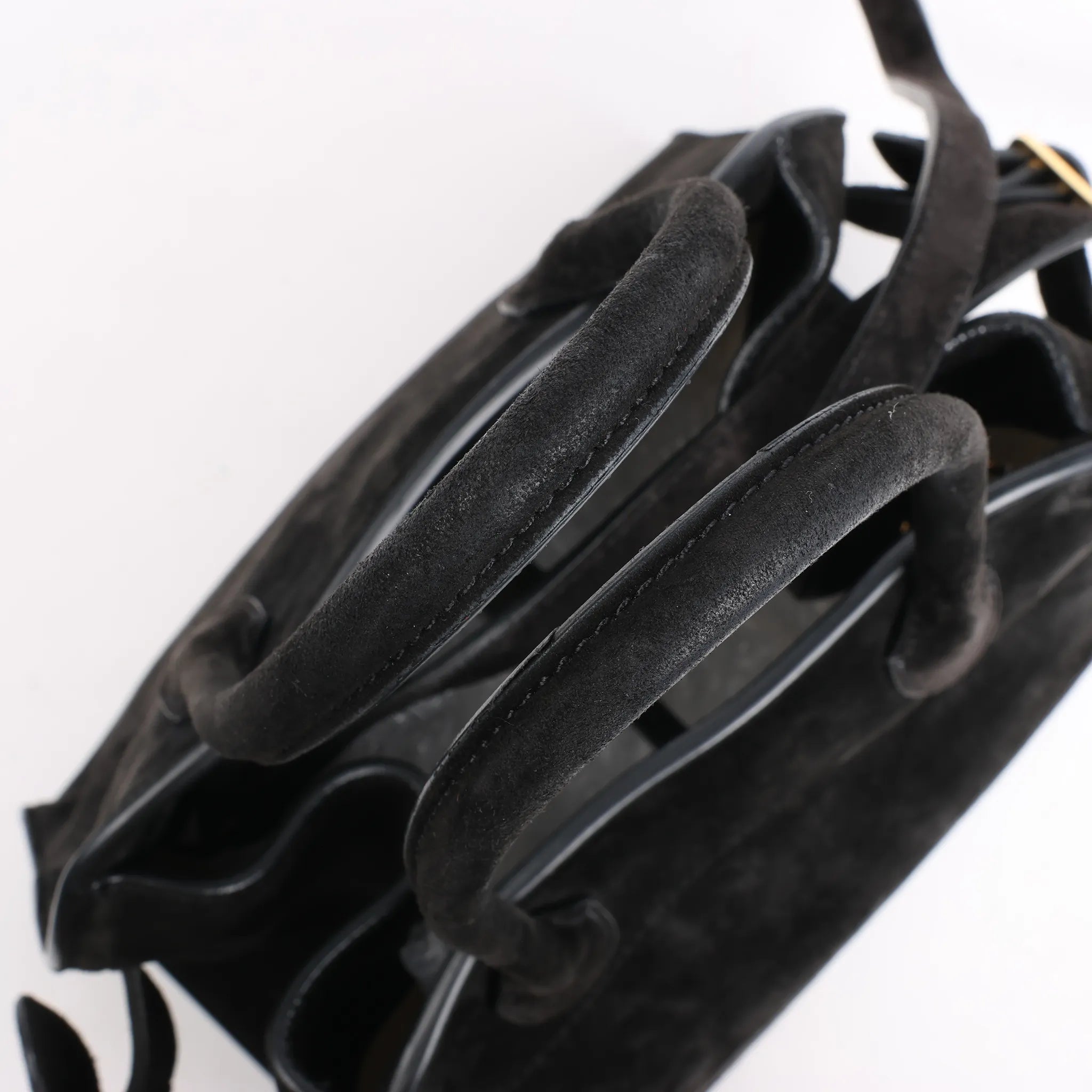 The Row Soft Margaux 10 Suede 2Way Handbag in Black