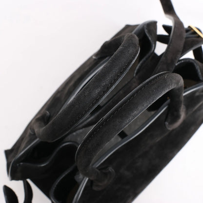 The Row Soft Margaux 10 Suede 2Way Handbag in Black