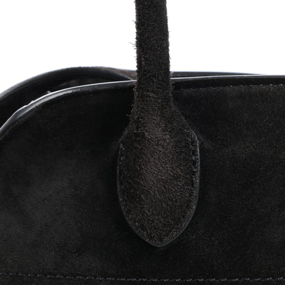 The Row Soft Margaux 10 Suede 2Way Handbag in Black