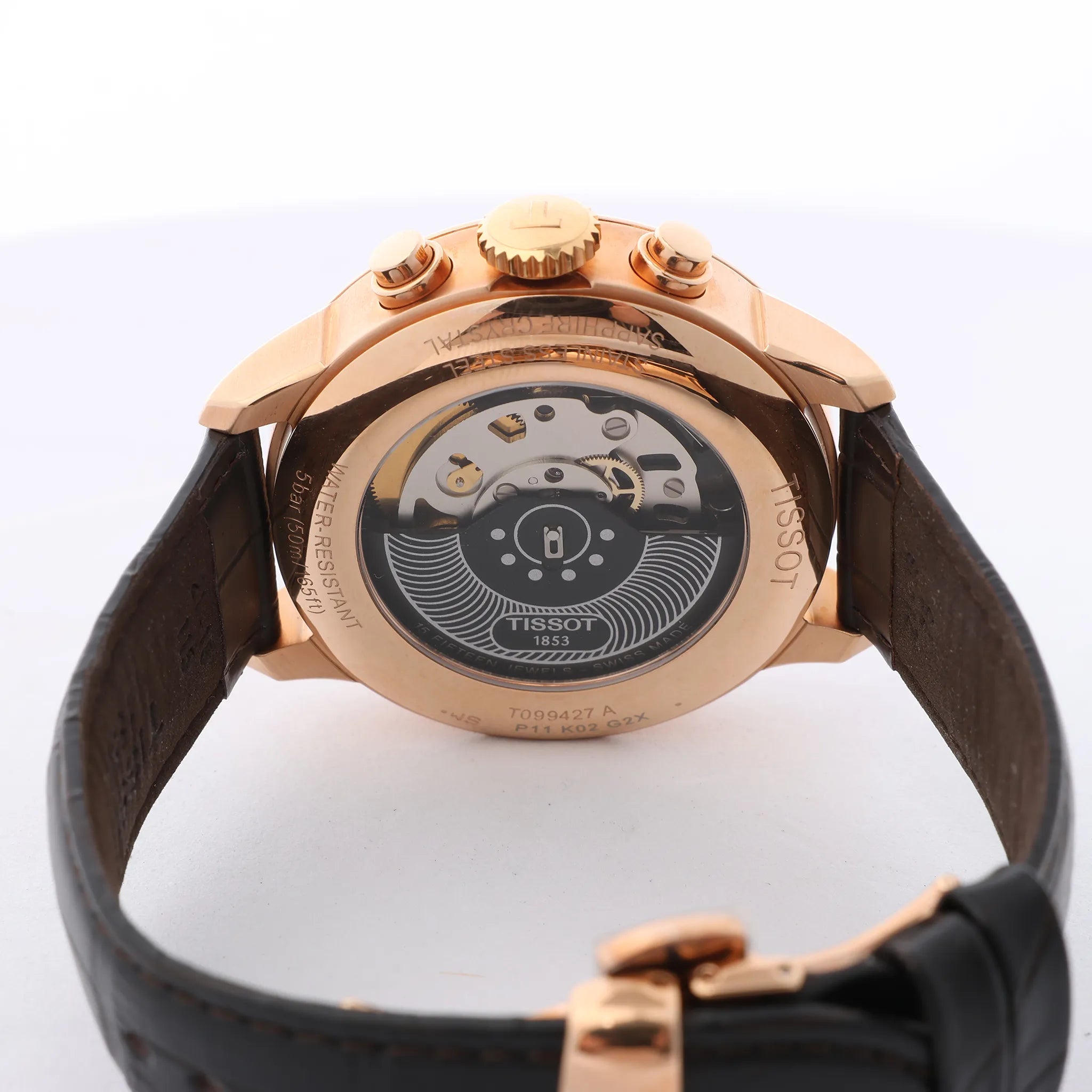Tissot Chemin Des Tourelles T099.427.36.038.00 P11K02G2X PG x Leather AT Watch with Silver Dial