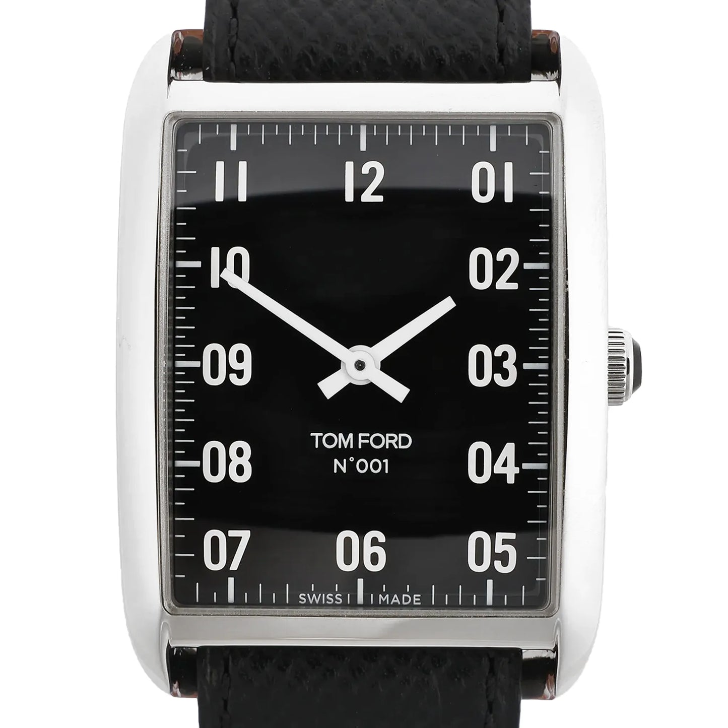 Tom Ford N.001 TFT001003 00276 SS & Leather QZ Watch with Black Dial