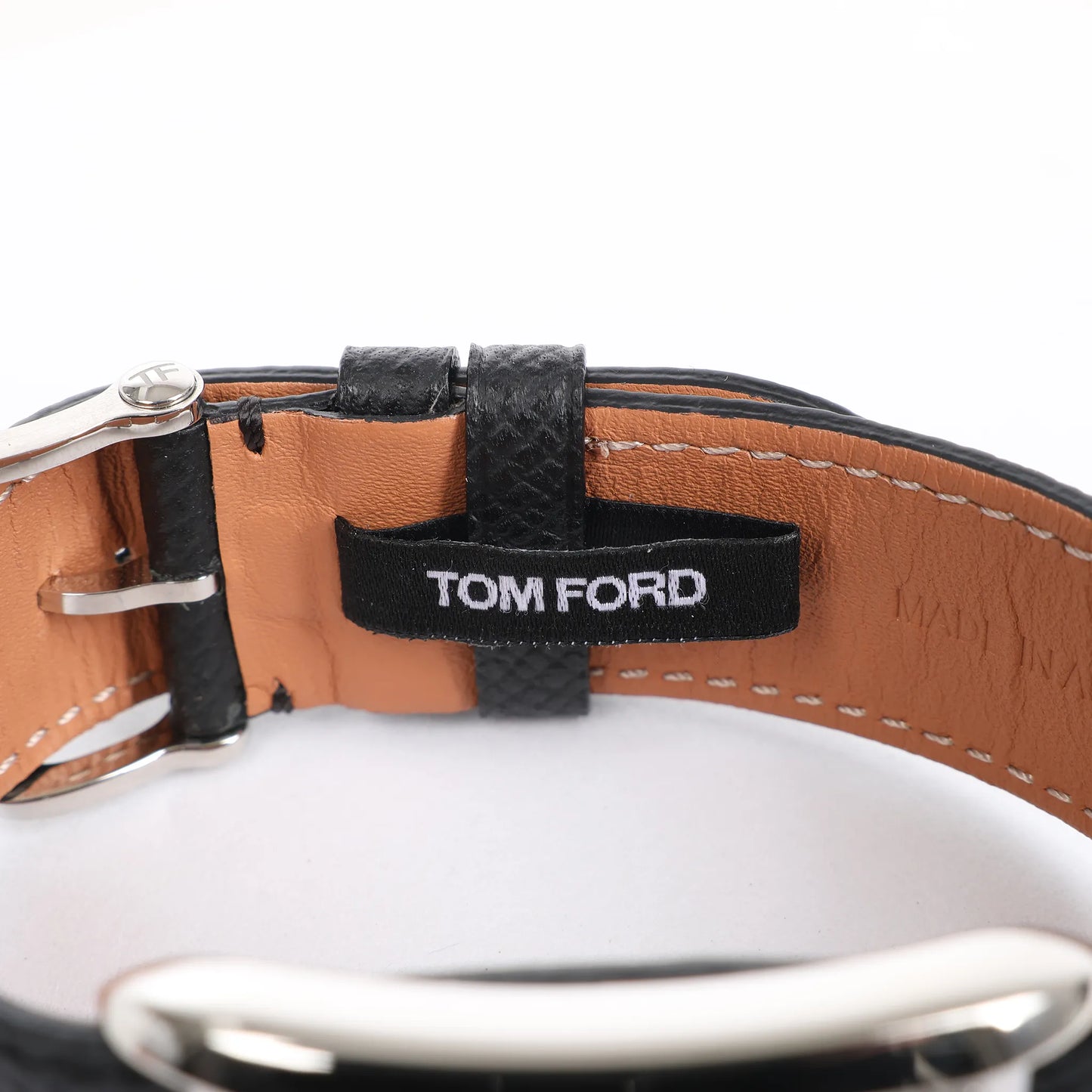 Tom Ford N.001 TFT001003 00276 SS & Leather QZ Watch with Black Dial