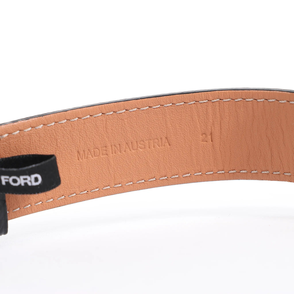 Tom Ford N.001 TFT001003 00276 SS & Leather QZ Watch with Black Dial