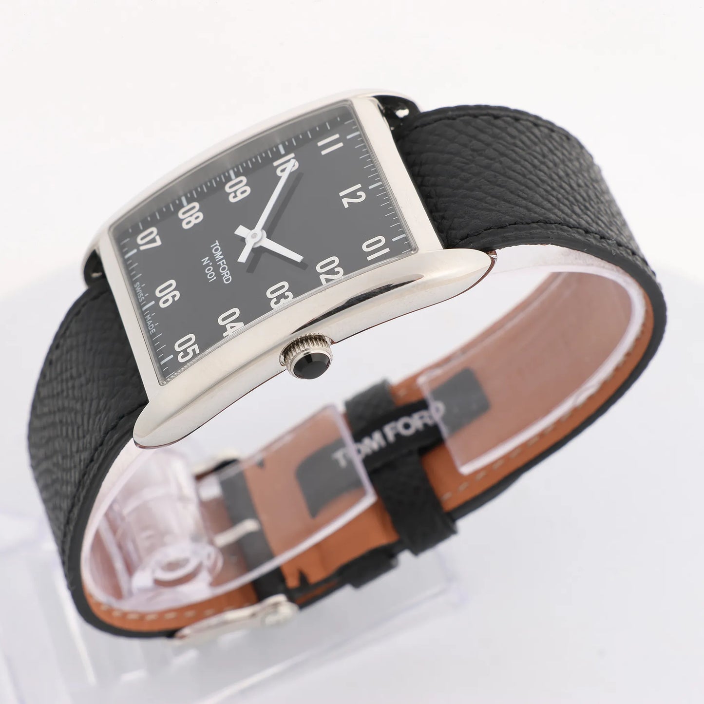 Tom Ford N.001 TFT001003 00276 SS & Leather QZ Watch with Black Dial