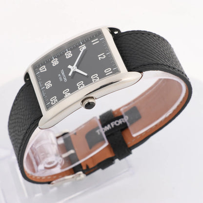 Tom Ford N.001 TFT001003 00276 SS & Leather QZ Watch with Black Dial