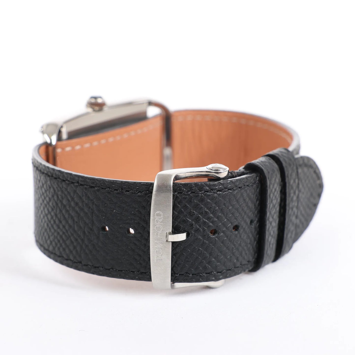 Tom Ford N.001 TFT001003 00276 SS & Leather QZ Watch with Black Dial